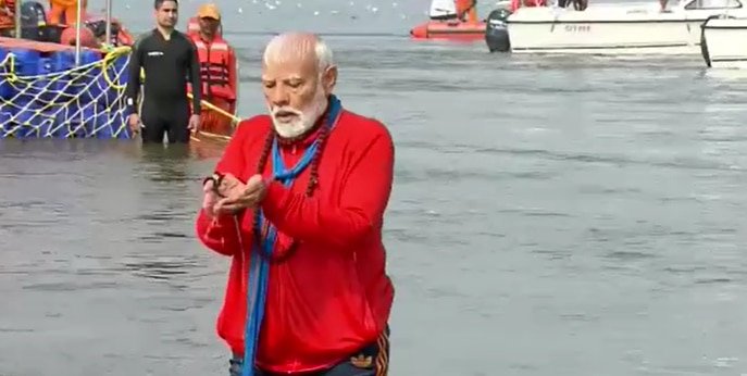 PM Modi takes holy dip